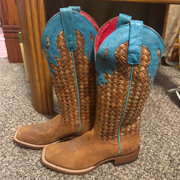 Macie Bean Turquoise and Tan Boots - Picture 4 of 8